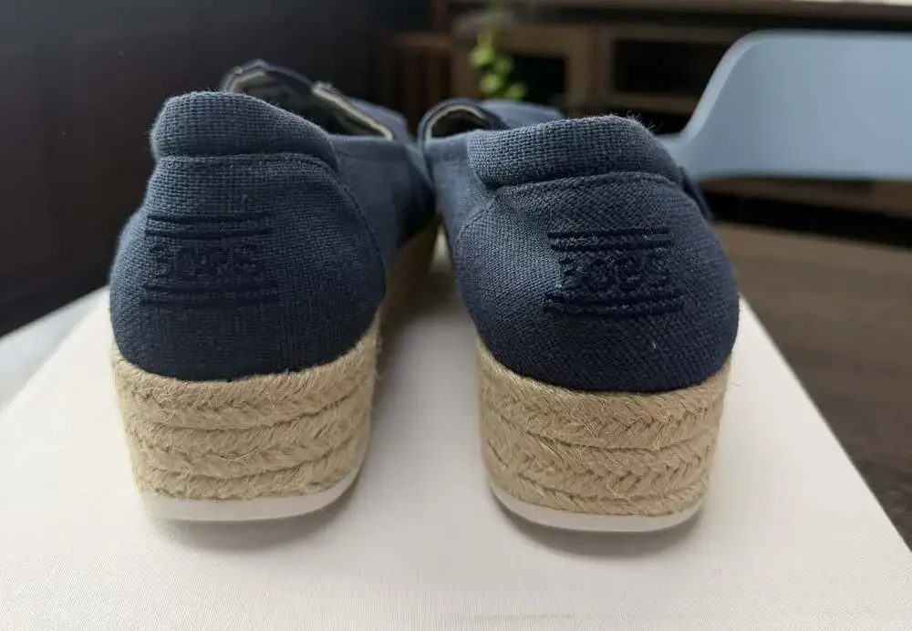BOBS Skechers Women’s Size 7 Navy Canvas Espadrille Platform Slip On Shoes